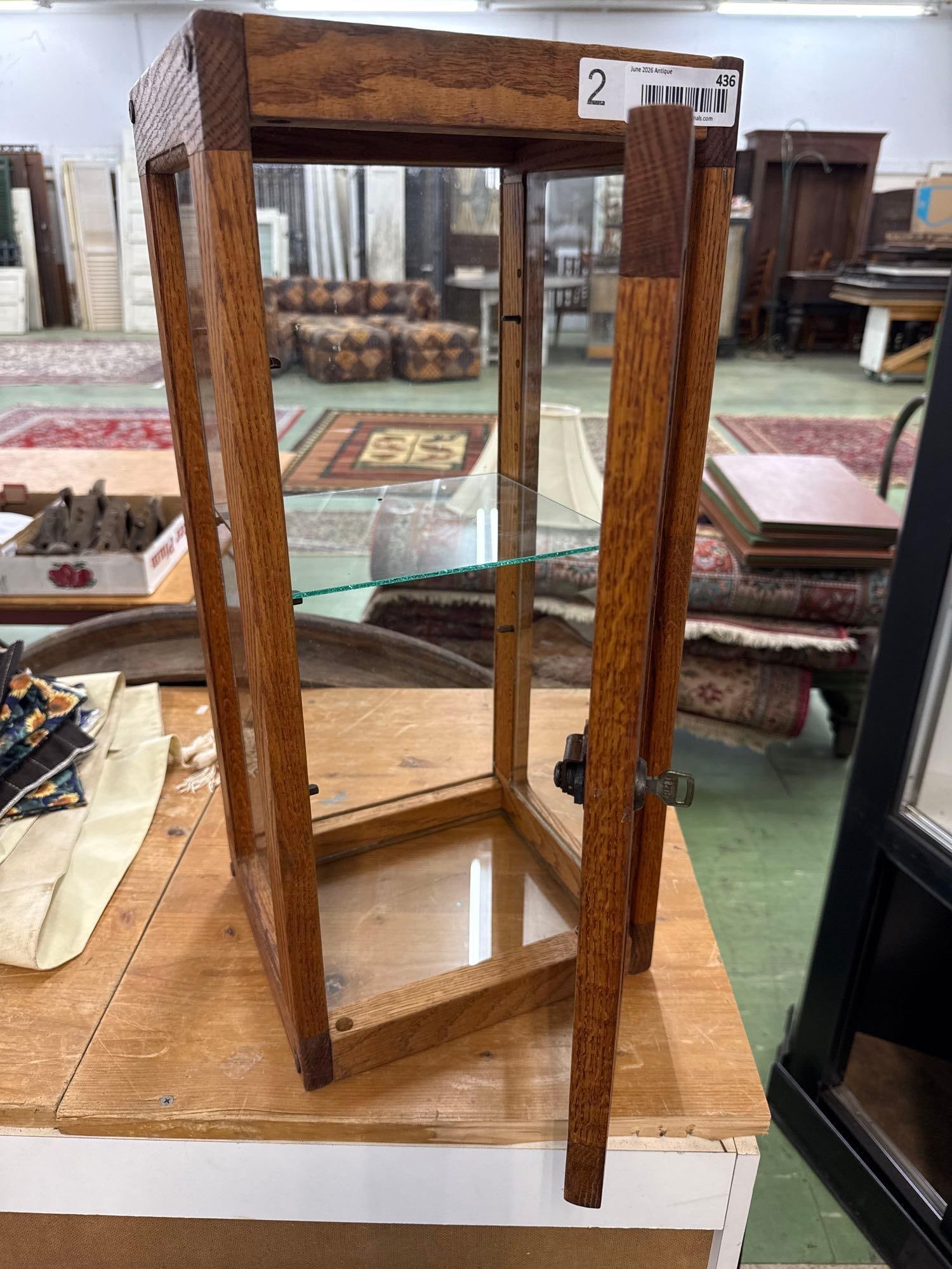 Oak display case with key - 2