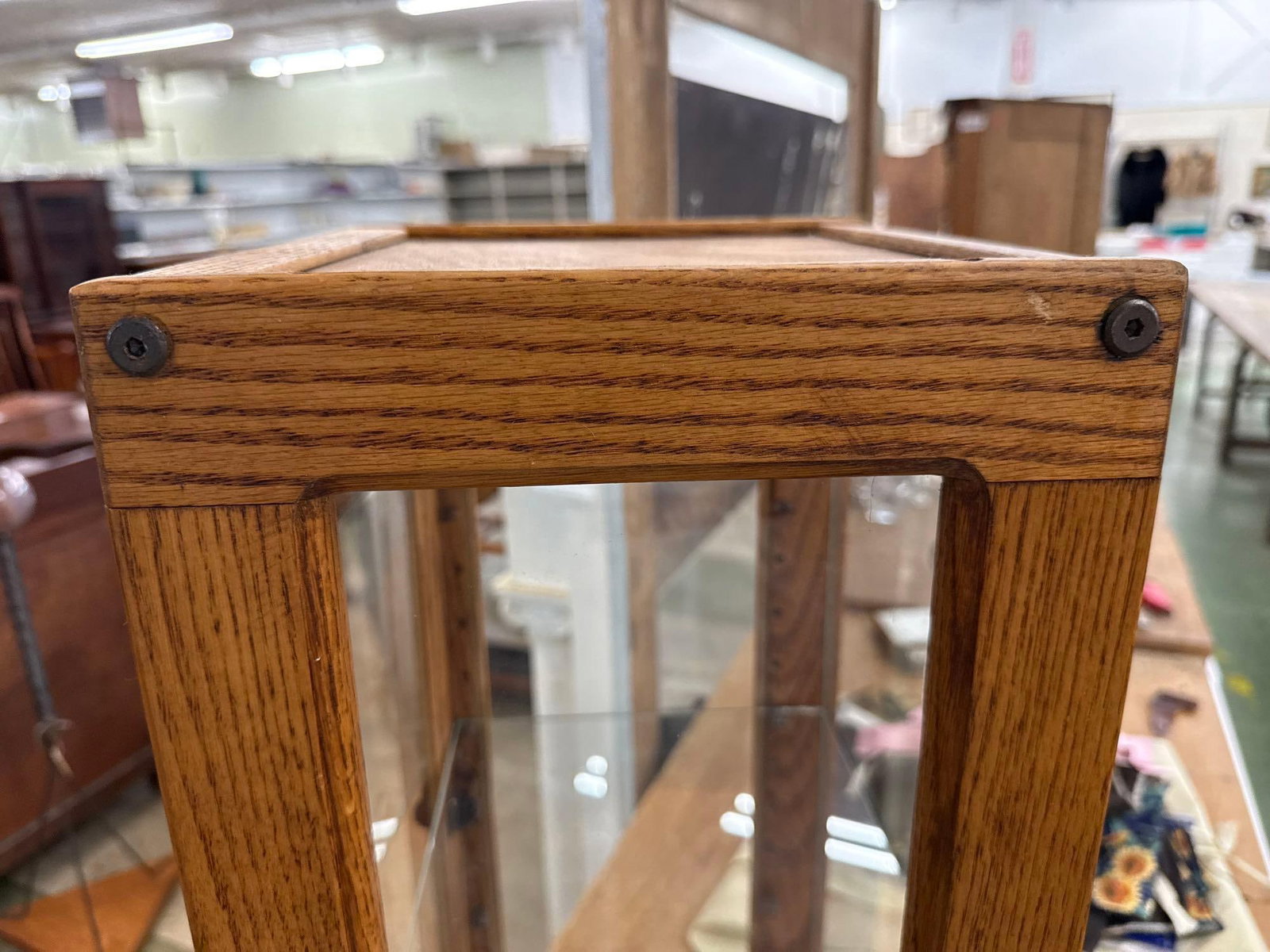 Oak display case with key - 3
