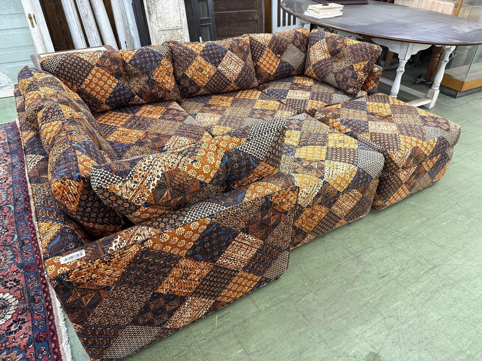 MCM, sectional upholstered couch, 4 pieces and has small fold out sleeper - 2