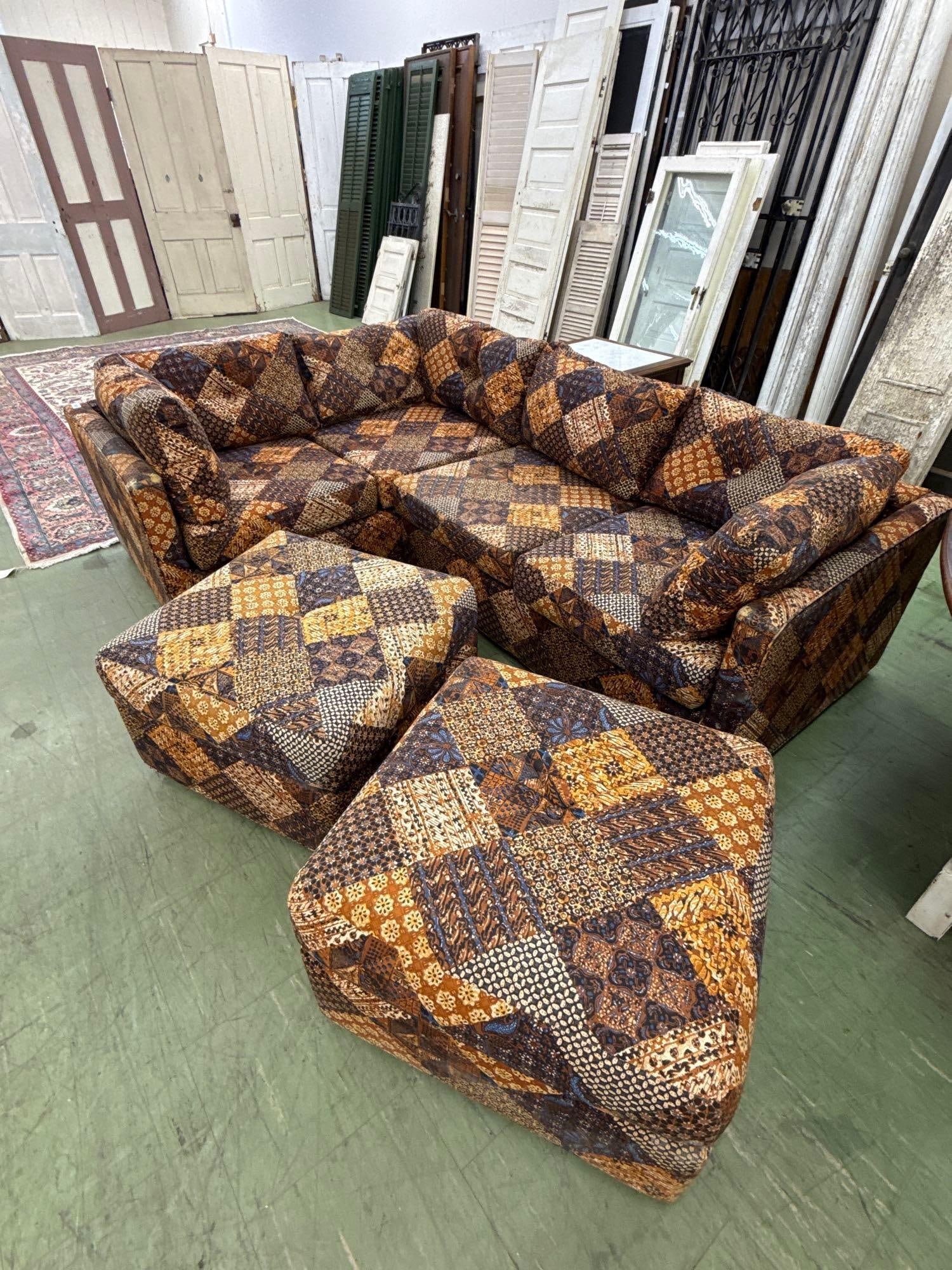 MCM, sectional upholstered couch, 4 pieces and has small fold out sleeper - 4