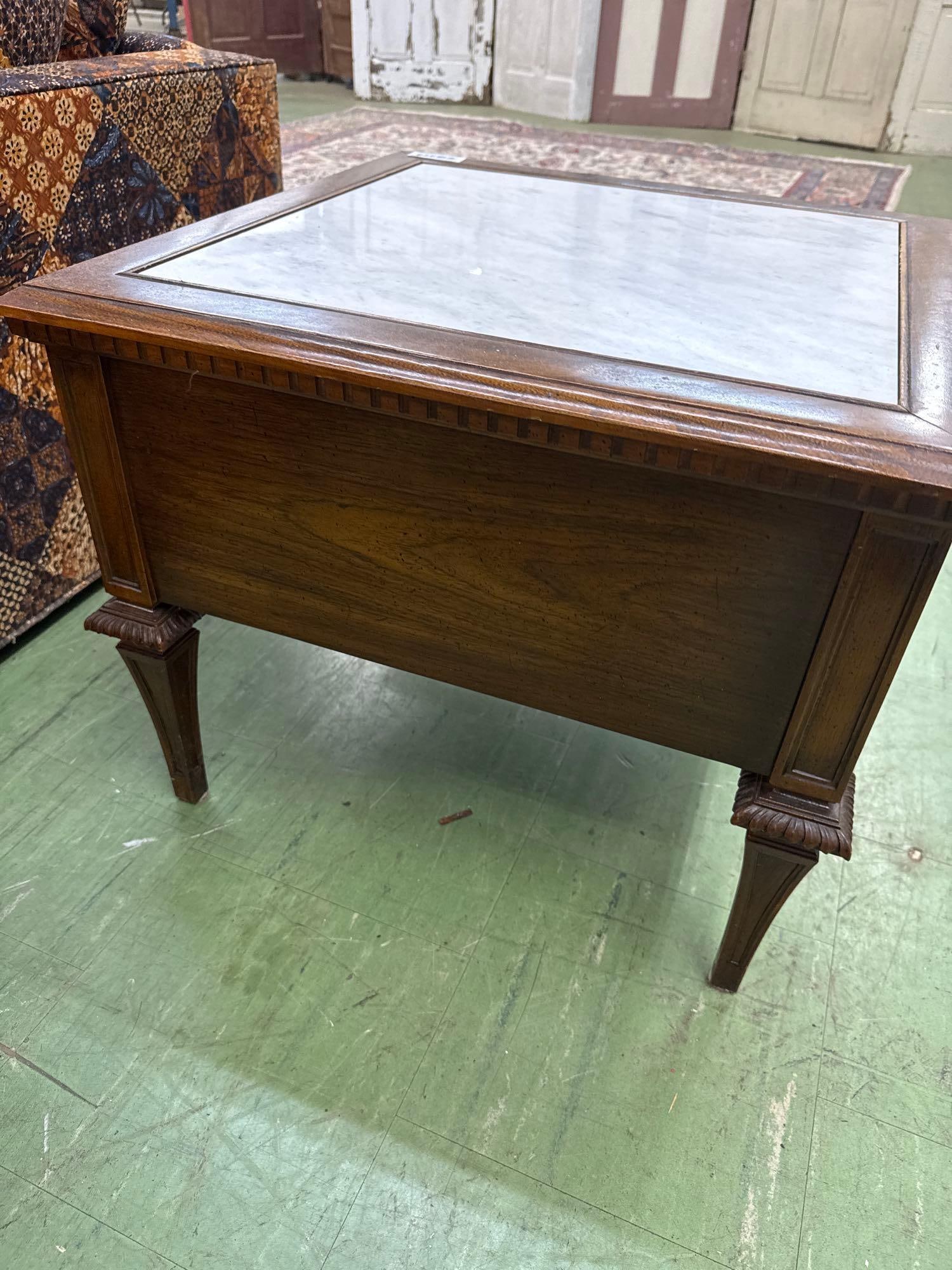 One drawer side table with marble top - 4