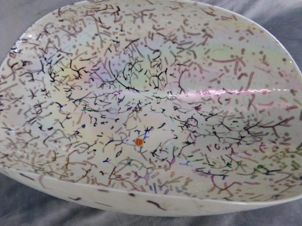 Modern Murano Blown Glass Centerpiece Bowl - 7.25" x 20.5" x 12" - 2