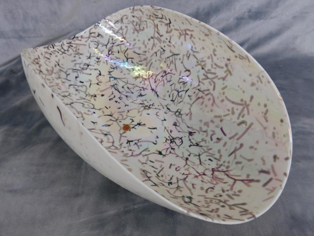 Modern Murano Blown Glass Centerpiece Bowl - 7.25" x 20.5" x 12" - 7