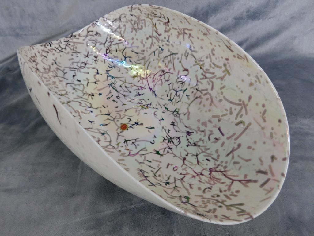 Modern Murano Blown Glass Centerpiece Bowl - 7.25" x 20.5" x 12" - 8