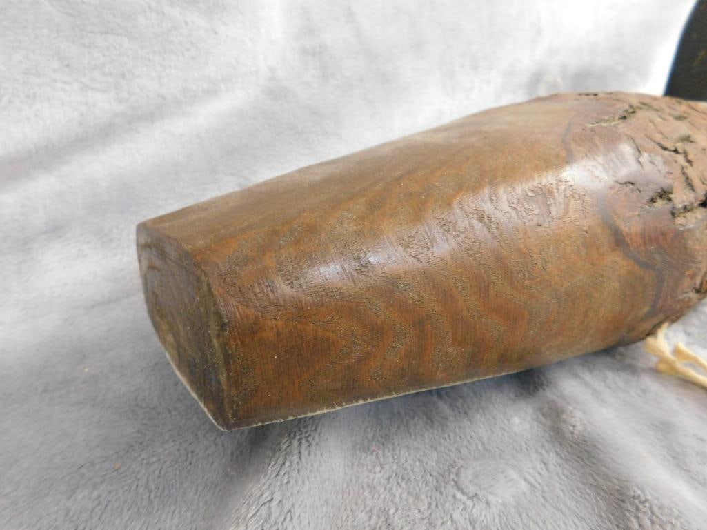 Folk Art unsigned Wood Duck Decoy - Natural Bark - 6.75" x 16.5" x 4.5" - 4