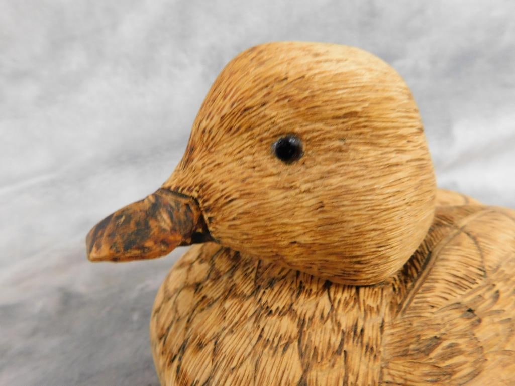 1987 Carved Duck - Signed E.C.C. - 3.75" x 8" x 3.75" - 2
