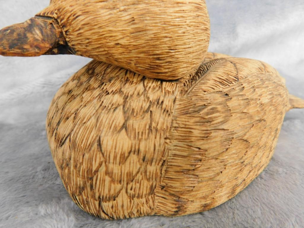 1987 Carved Duck - Signed E.C.C. - 3.75" x 8" x 3.75" - 3