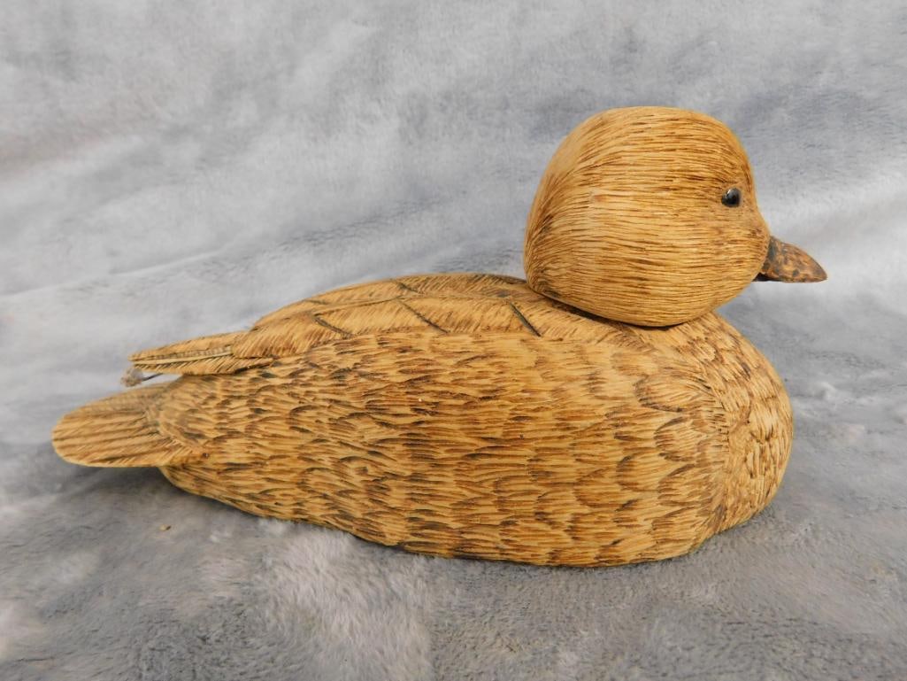 1987 Carved Duck - Signed E.C.C. - 3.75" x 8" x 3.75" - 5