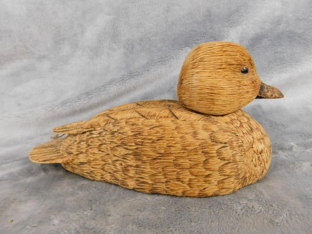 1987 Carved Duck - Signed E.C.C. - 3.75" x 8" x 3.75" - 7