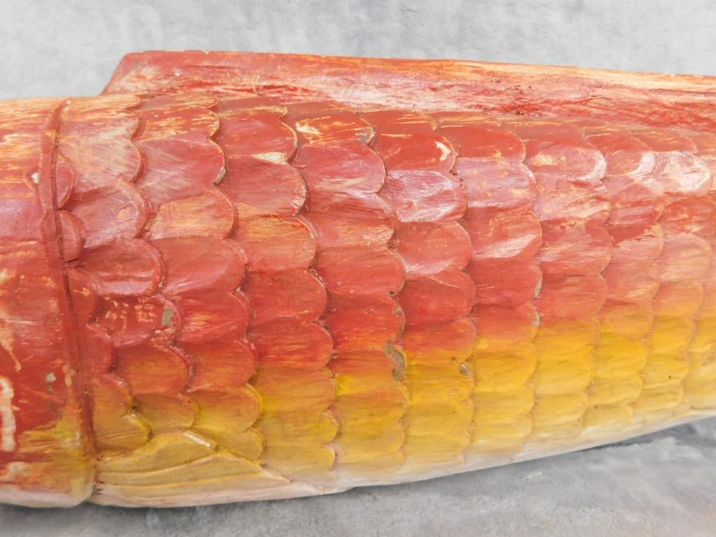 Modern carved and Painted Wood Fish - 7.5" x 27" x 5" - 4