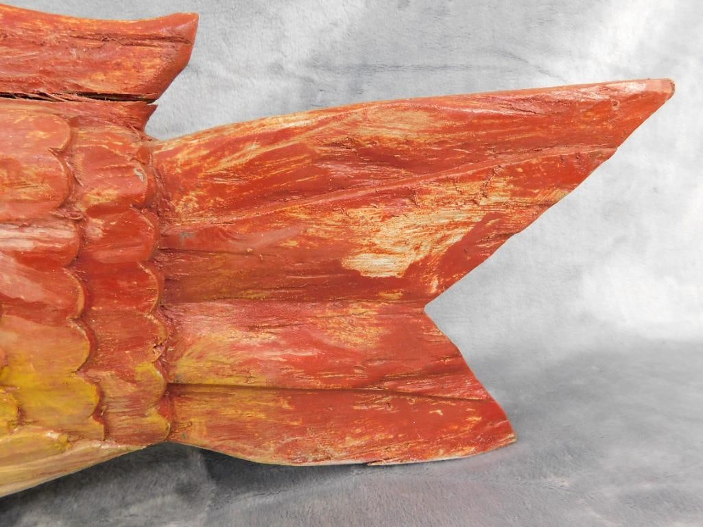 Modern carved and Painted Wood Fish - 7.5" x 27" x 5" - 5
