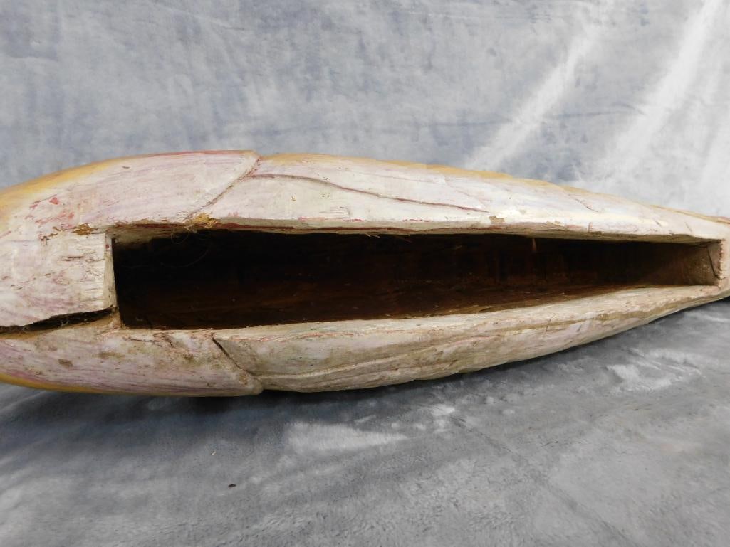 Modern carved and Painted Wood Fish - 7.5" x 27" x 5" - 6