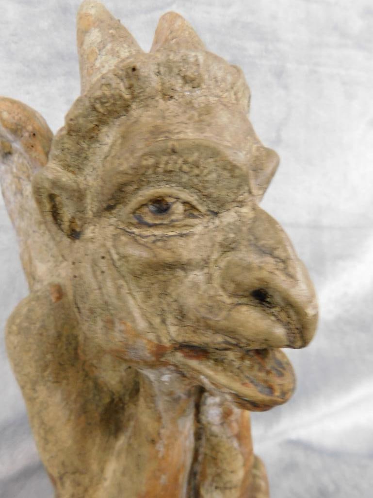 Vintage Carved Stone Gargoyle Figure - 10.25" x 6" x 7" - 2