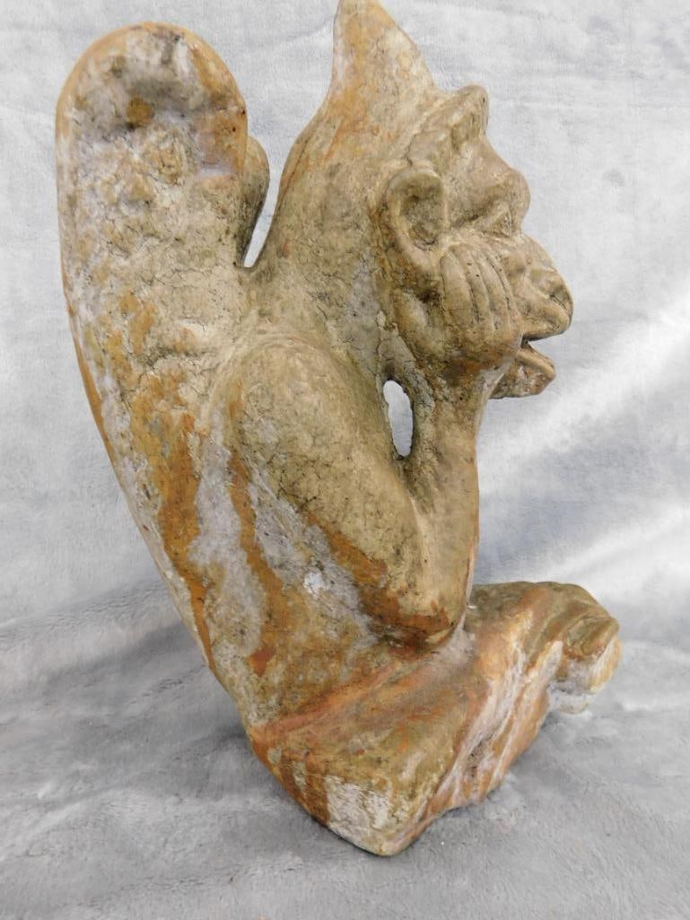 Vintage Carved Stone Gargoyle Figure - 10.25" x 6" x 7" - 4