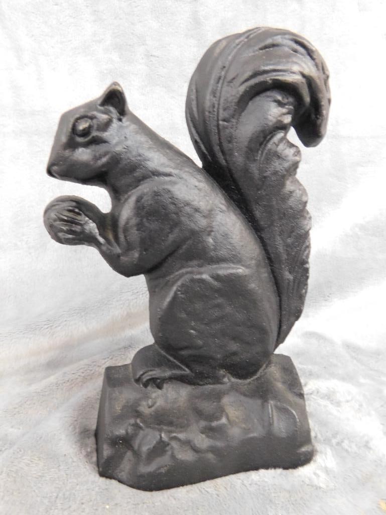 Cast Iron Squirrel Door Stop - 8" x 5.5" x 1.75" - 6