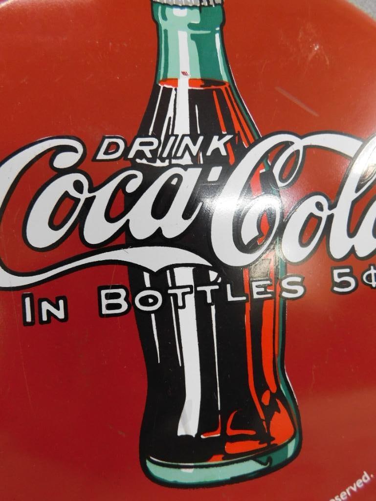 Modern Metal Coca Cola Button Sign - 12" Round - 2
