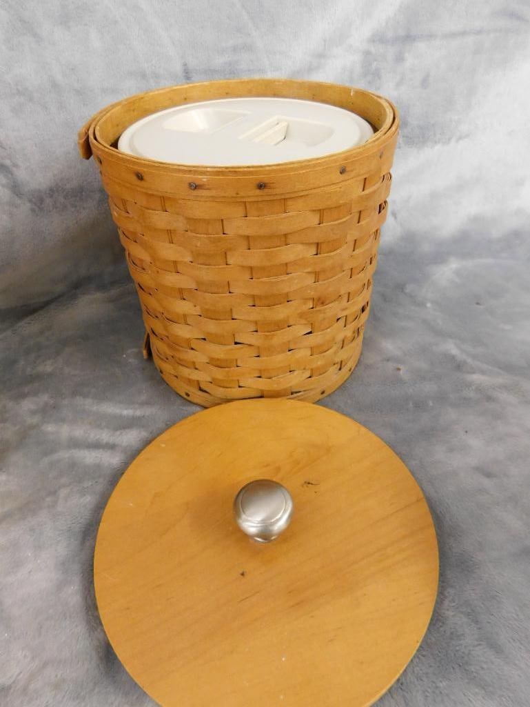 Group of 3 Longaberger Basket Items - Large Canister 10" x 9.25" Small Canister 8.5" x 7" - 10