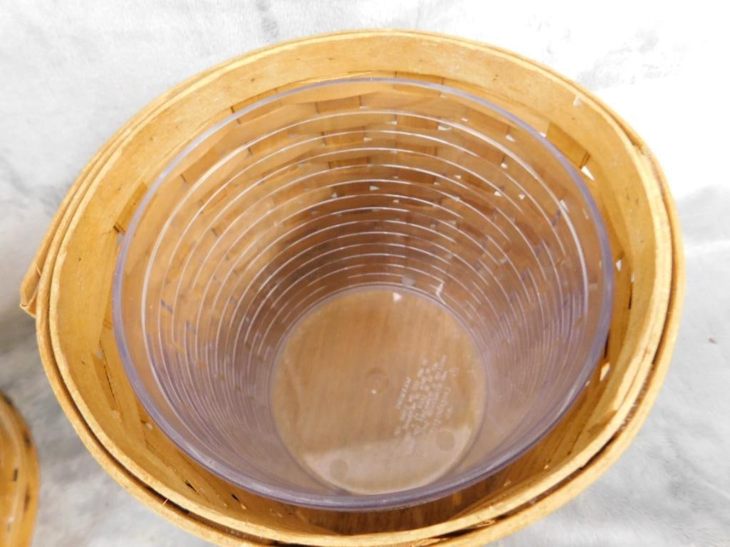 Group of 3 Longaberger Basket Items - Large Canister 10" x 9.25" Small Canister 8.5" x 7" - 12