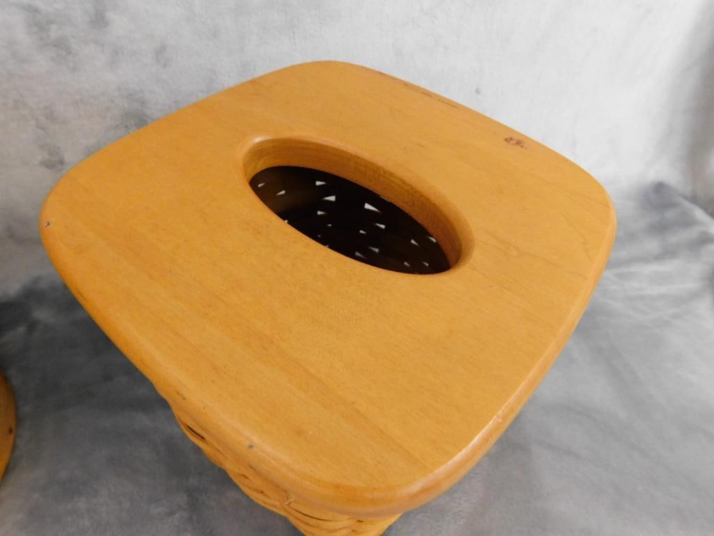 Group of 3 Longaberger Basket Items - Large Canister 10" x 9.25" Small Canister 8.5" x 7" - 16