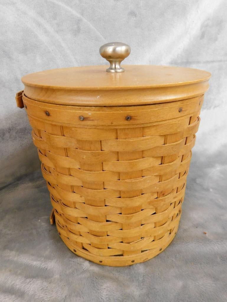 Group of 3 Longaberger Basket Items - Large Canister 10" x 9.25" Small Canister 8.5" x 7" - 9