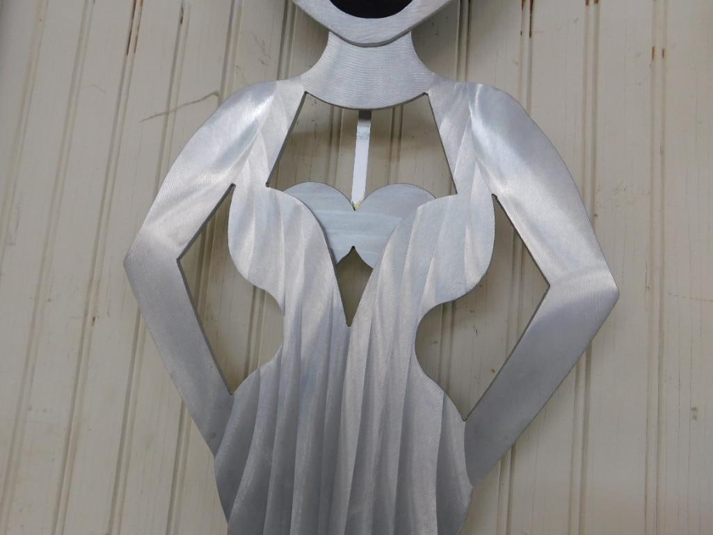 Modern Battery Operated Brushed Aluminum Clock - Lady - "Chest" Pendulum - 27.25" x 11.25" - 3