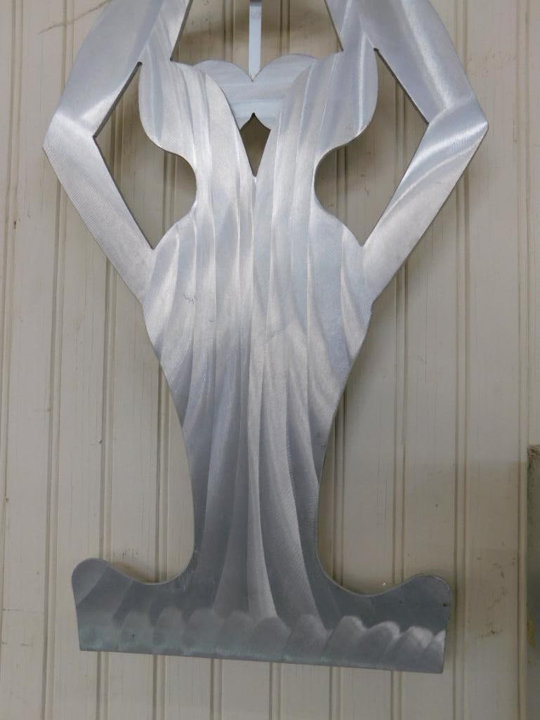 Modern Battery Operated Brushed Aluminum Clock - Lady - "Chest" Pendulum - 27.25" x 11.25" - 4
