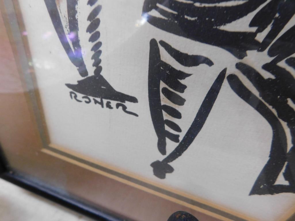 Pair of Vintage Original Art - Musicians - Signed Roner - Each 22" x 11" - 4