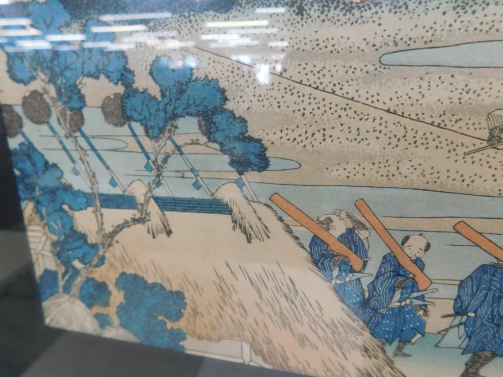Vintage Chinese Wood Block Print - Signed - 18.5" x 23.5" - 6