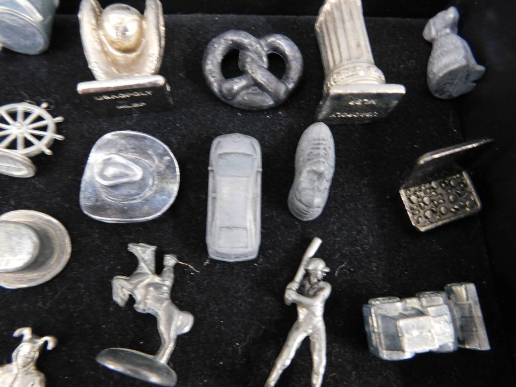 Tray Lot of Pewter "Game Pieces" - Over 50 Pieces - 5