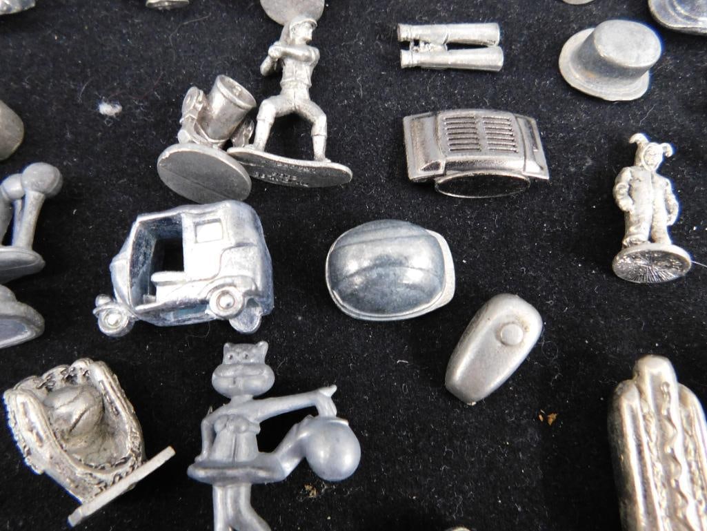 Tray Lot of Pewter "Game Pieces" - Over 50 Pieces - 7