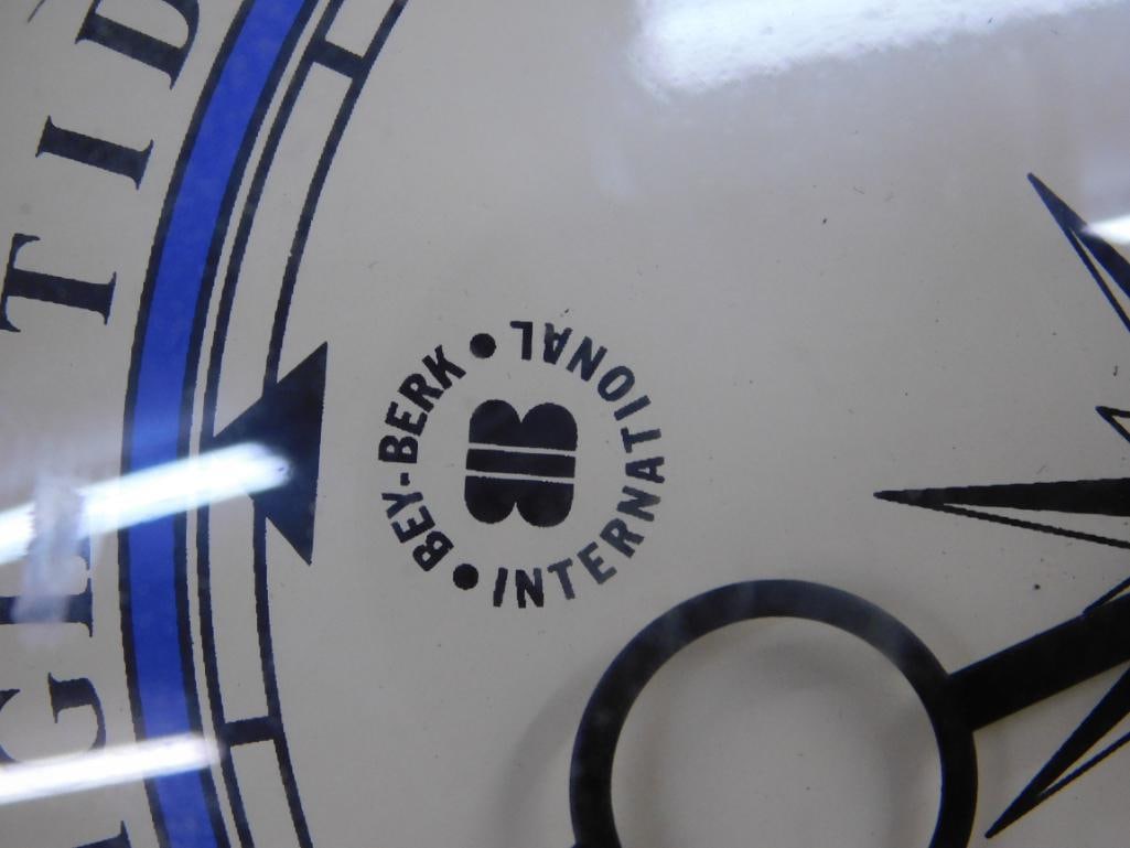 Pair of Bey Berk Battery Operated Clocks - 8" Round Tide Clock - 8.75" x 6.75" Pulley Clock - 3
