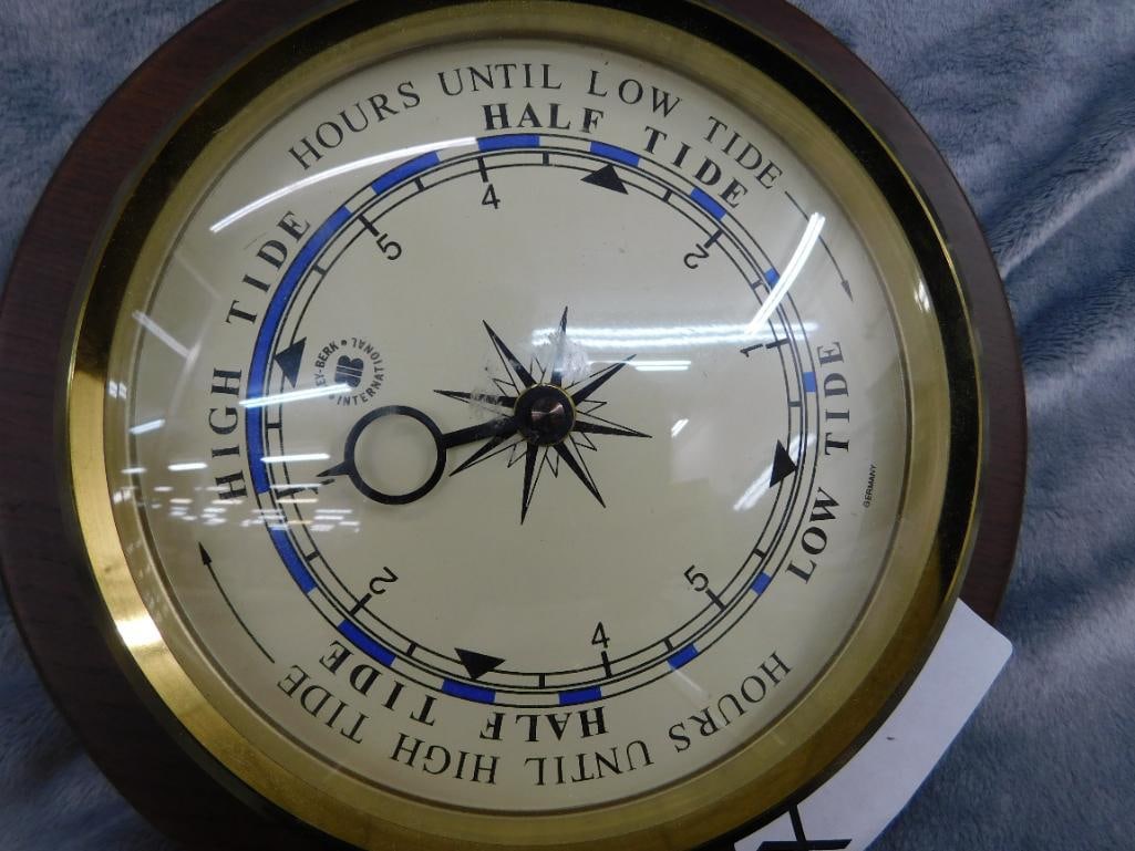 Pair of Bey Berk Battery Operated Clocks - 8" Round Tide Clock - 8.75" x 6.75" Pulley Clock - 4