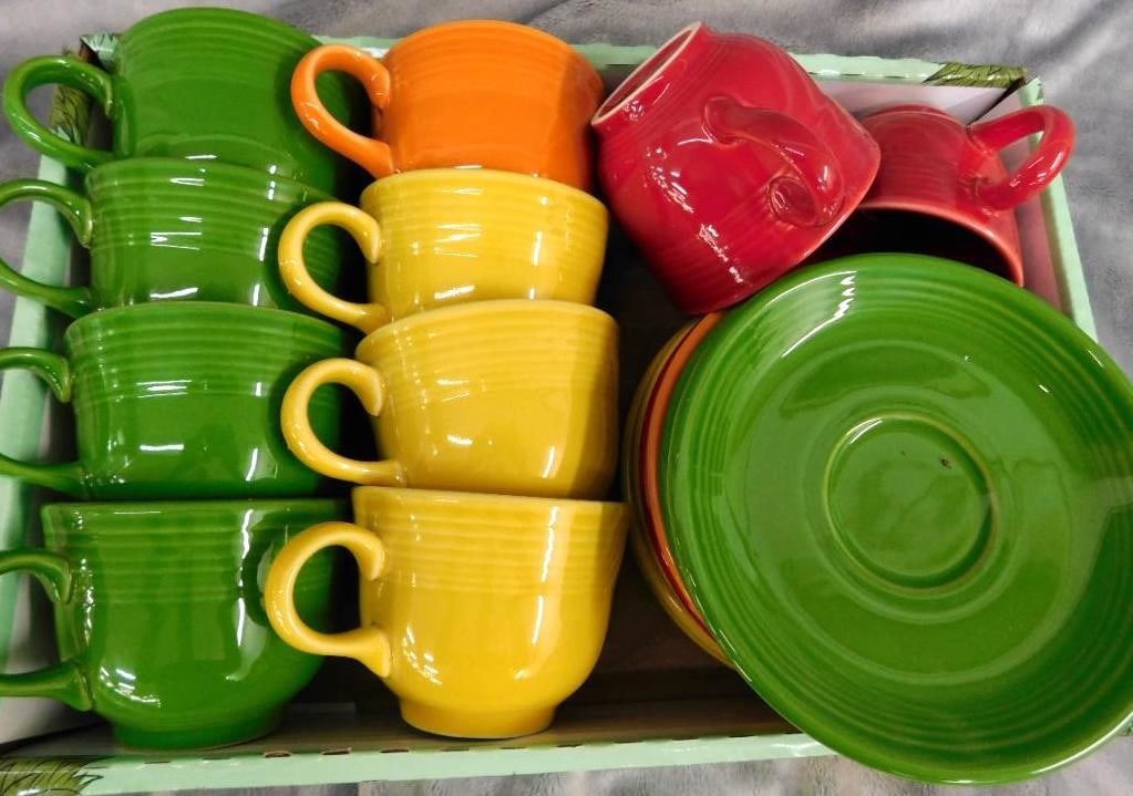 Fiesta Ware - 10 Coffee Cups - 8 Saucers: See Photos For Condition and Details