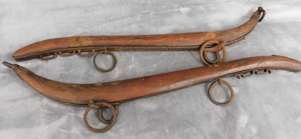 Pair of Wood and Metal Horse Hames - Each 26" Long: See Photos For Condition and Details