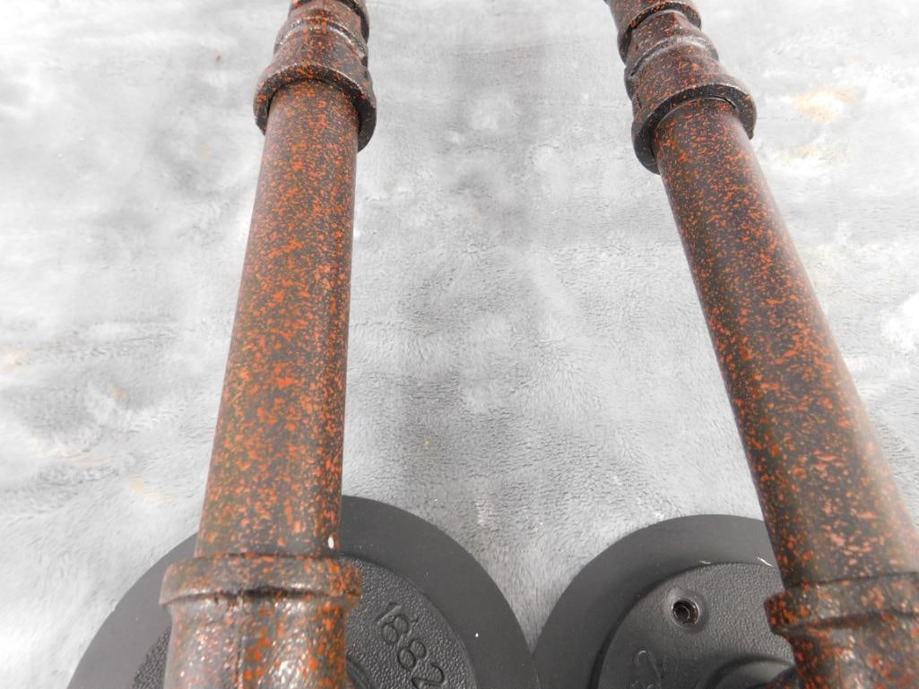 Pair of Modern Steampunk Pipe Wall Sconces - Lighting - Each 22" Tall - 5