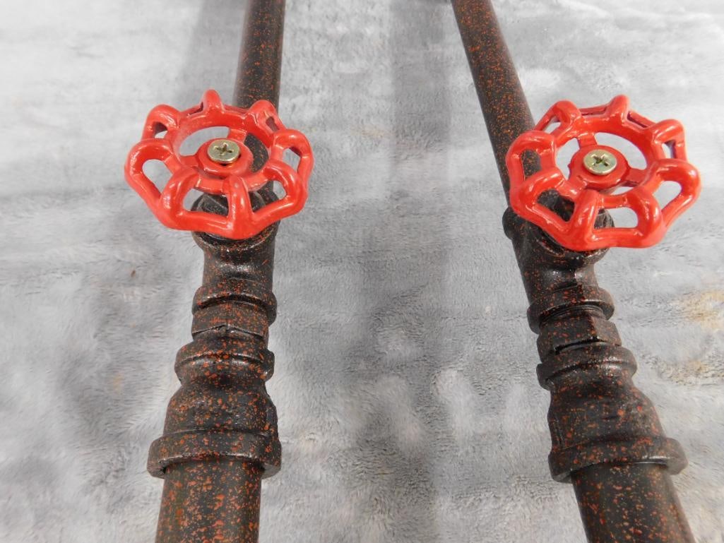 Pair of Modern Steampunk Pipe Wall Sconces - Lighting - Each 22" Tall - 6