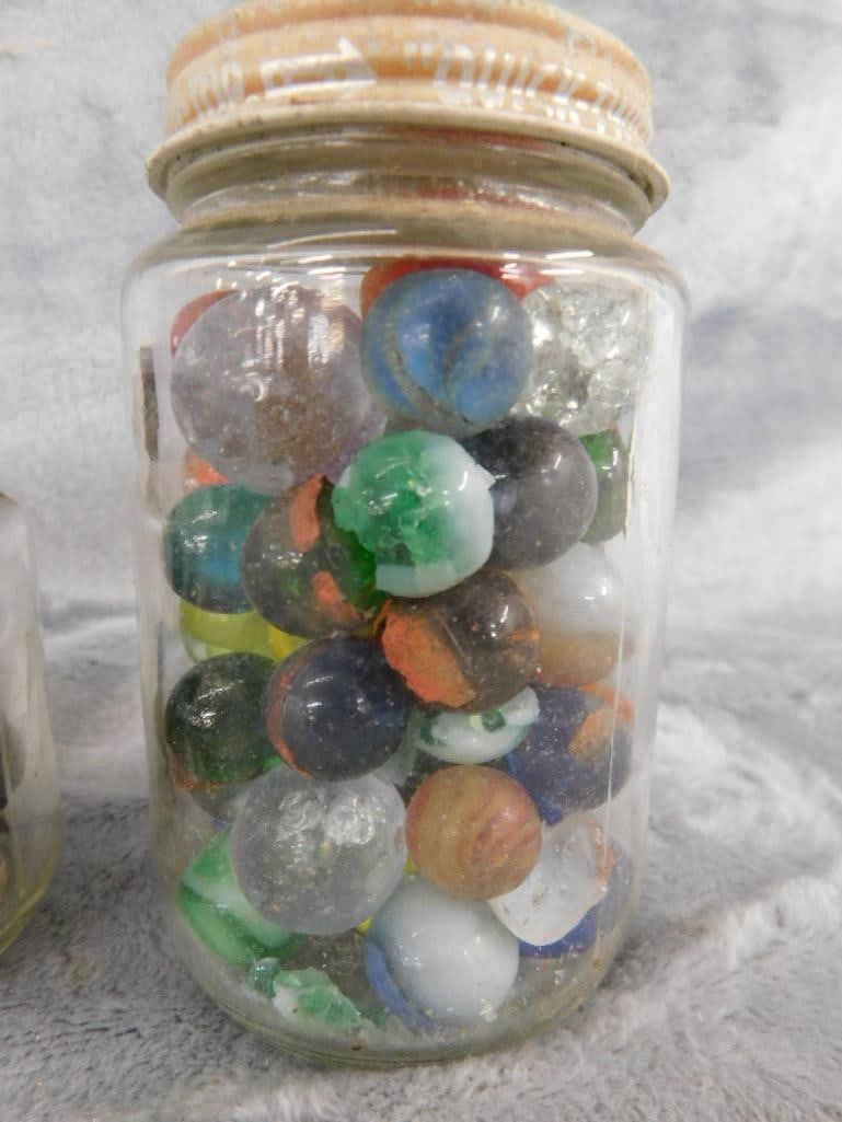 2 Small Jars Of Marbles Plus Bag - 8