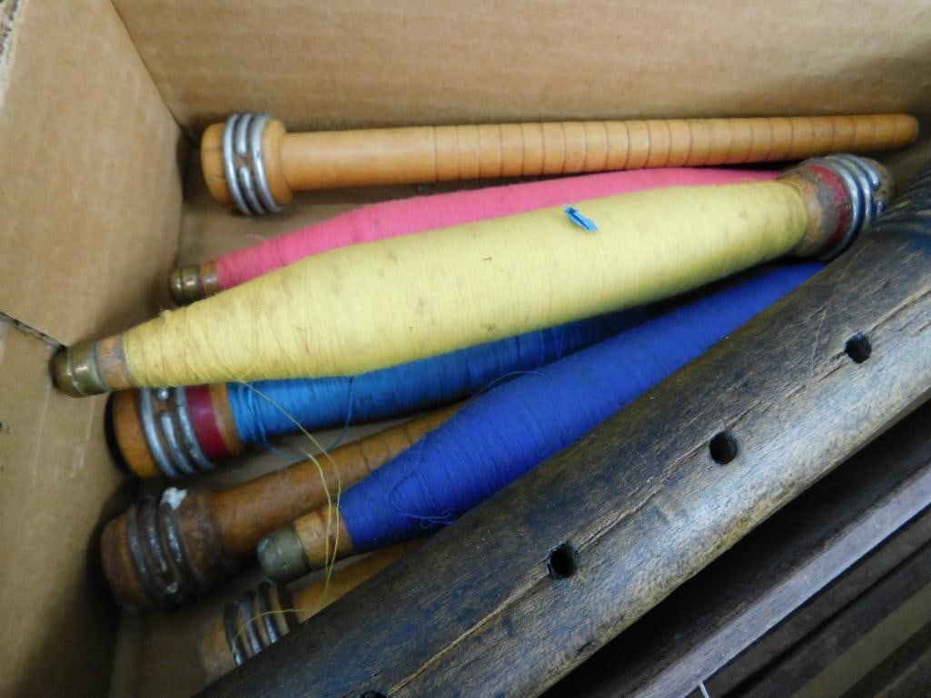 Box Lot of Vintage Spools and Loom Shuttles - 2