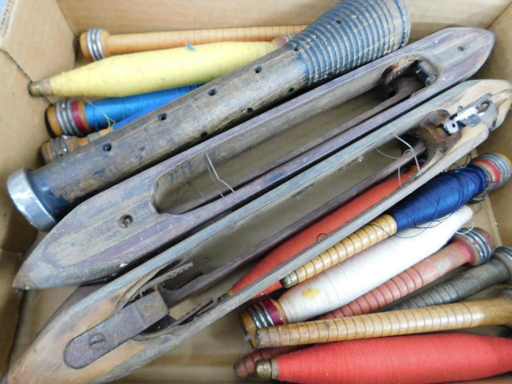Box Lot of Vintage Spools and Loom Shuttles - 4