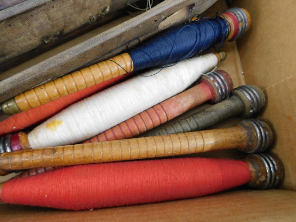 Box Lot of Vintage Spools and Loom Shuttles - 5