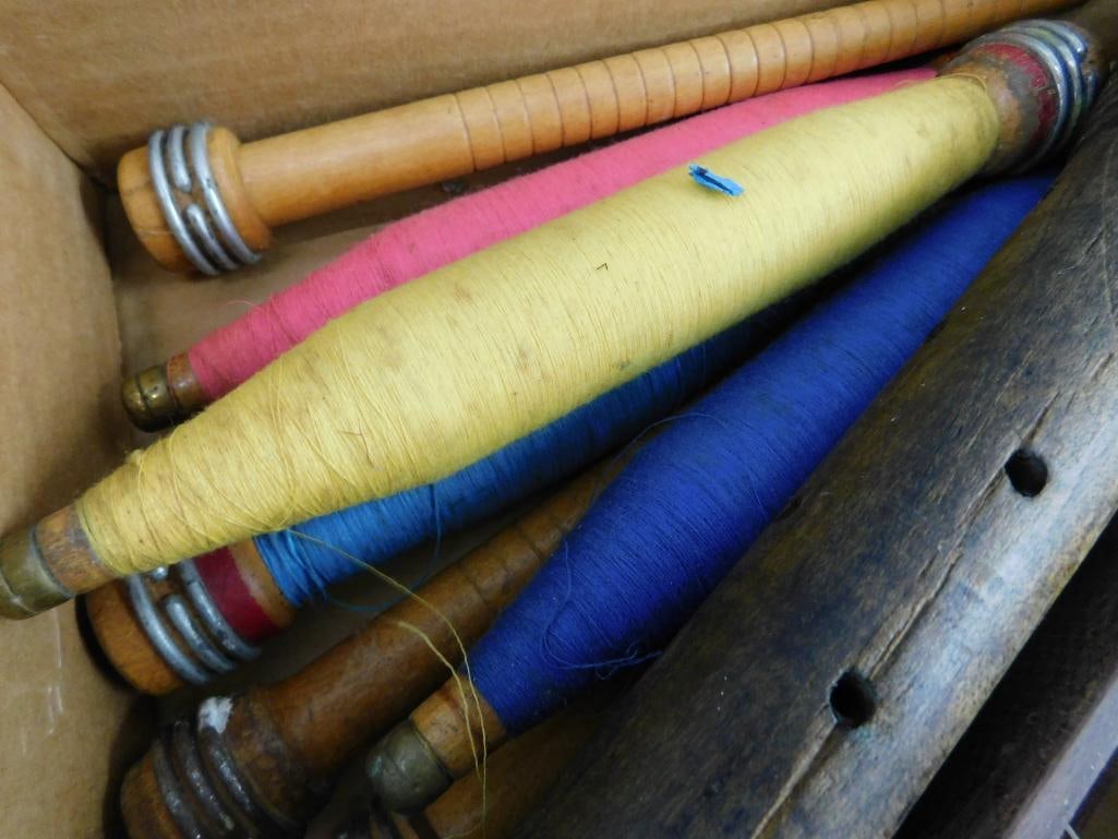 Box Lot of Vintage Spools and Loom Shuttles - 6