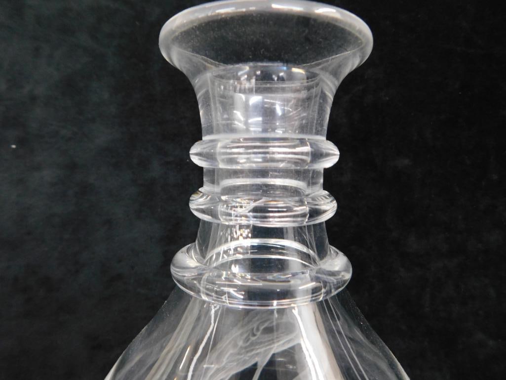 Excellently Etched Crystal Decanter - No Stopper - Signed Steuben - 8.5" x 4.5" - 6