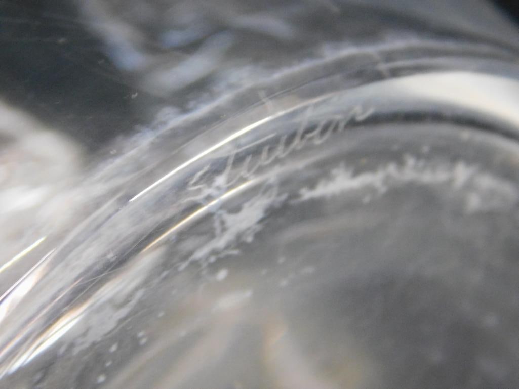 Excellently Etched Crystal Decanter - No Stopper - Signed Steuben - 8.5" x 4.5" - 8