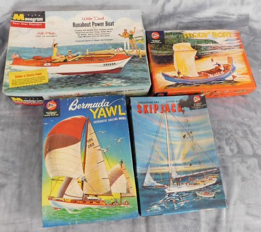Group of 4 Vintage Plastic Models - Original Boxes - As Is: See Photos For Condition and Details