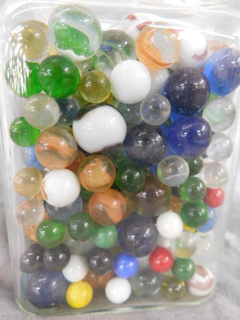 Jar of Marbles - Jar is 7.5" x 5" x 5" - 2
