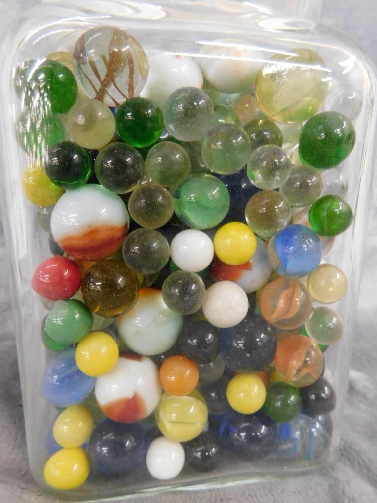 Jar of Marbles - Jar is 7.5" x 5" x 5" - 3