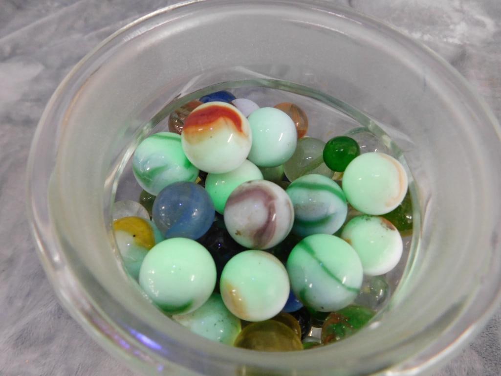 Jar of Marbles - Jar is 7.5" x 5" x 5" - 5