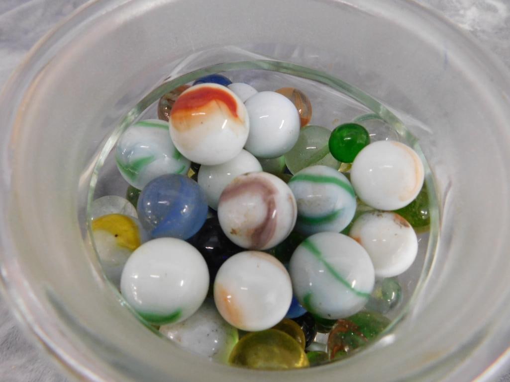 Jar of Marbles - Jar is 7.5" x 5" x 5" - 6