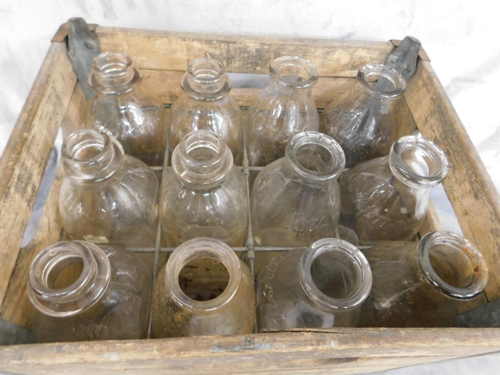 Vintage Virginia Dairy Co. Wood Milk Crate with 12 Biltmore Dairy Milk Bottles - 4