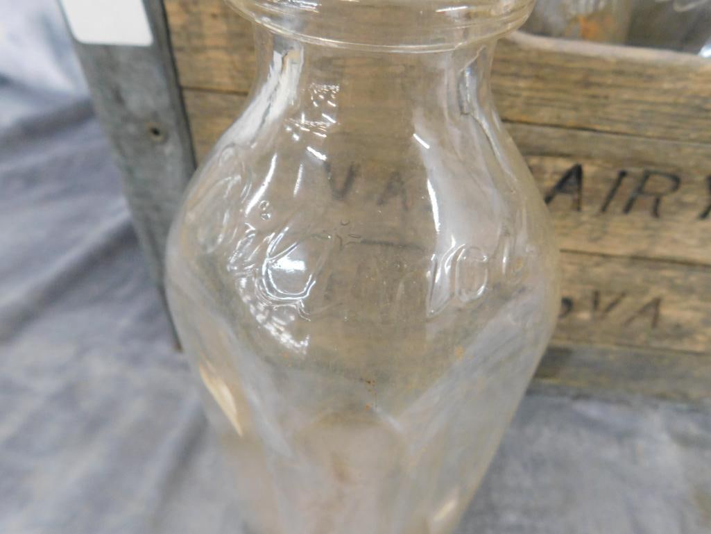 Vintage Virginia Dairy Co. Wood Milk Crate with 12 Biltmore Dairy Milk Bottles - 5